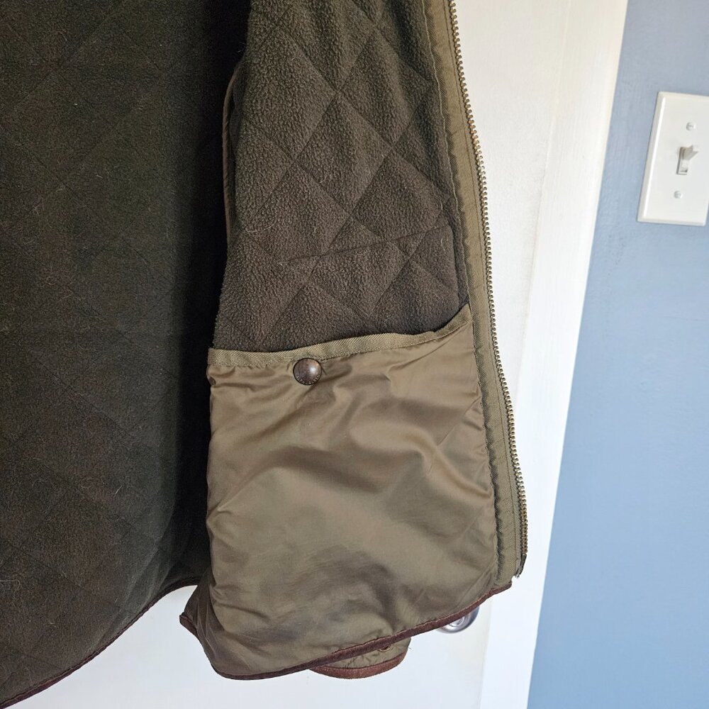 Vintage Ralph Lauren Quilted Dark Green Jacket with Leather Trim - Picture 5 of 6